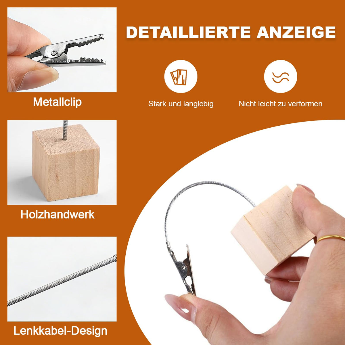 20 Stück Fotohalter mit Klammern, Holz Memo Clip Halter, Postkartenhalter
