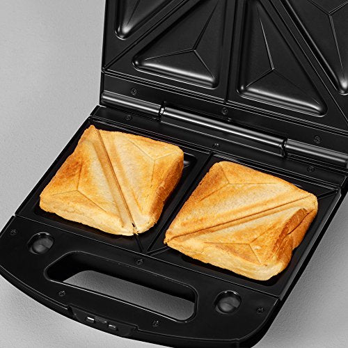 Severin 3in1 Sandwichmaker Sandwich-Toaster, auswechselbare Platten: Brüsseler-Waffeleisen, Grillplatten, Sandwich-Toasts, antihaftbeschichtet, 1.000 W, Edelstahl-gebürstet, schwarz, SA 2968
