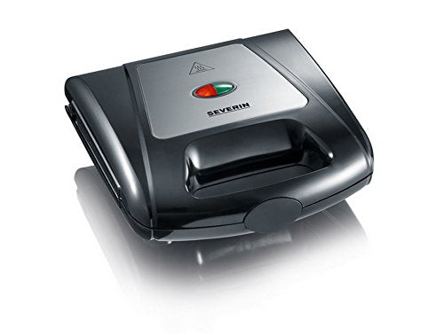 Severin 3in1 Sandwichmaker Sandwich-Toaster, auswechselbare Platten: Brüsseler-Waffeleisen, Grillplatten, Sandwich-Toasts, antihaftbeschichtet, 1.000 W, Edelstahl-gebürstet, schwarz, SA 2968