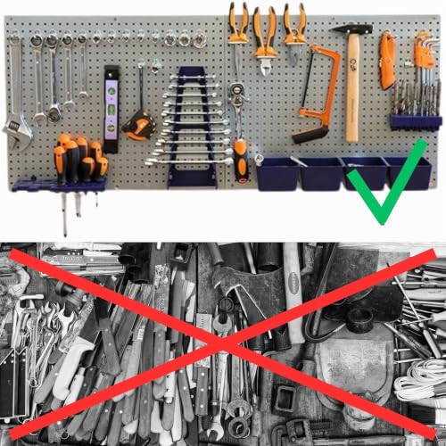 CF Technik Werkzeugwand Set aus Metall | 2x Lochwand (55,5 x 46 cm) inkl. 32-teiligem Haken und Behältersortiment | Stabiles Ordnungssystem für Werkstatt, Garage & Keller | Wandhalterung für Werkzeug