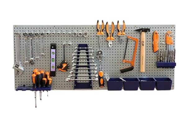 CF Technik Werkzeugwand Set aus Metall | 2x Lochwand (55,5 x 46 cm) inkl. 32-teiligem Haken und Behältersortiment | Stabiles Ordnungssystem für Werkstatt, Garage & Keller | Wandhalterung für Werkzeug