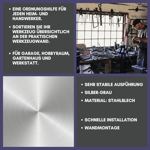 CF Technik Werkzeugwand Set aus Metall | 2x Lochwand (55,5 x 46 cm) inkl. 32-teiligem Haken und Behältersortiment | Stabiles Ordnungssystem für Werkstatt, Garage & Keller | Wandhalterung für Werkzeug