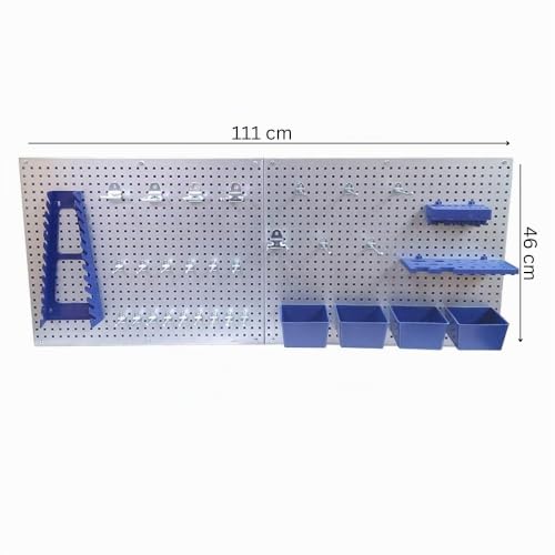 CF Technik Werkzeugwand Set aus Metall | 2x Lochwand (55,5 x 46 cm) inkl. 32-teiligem Haken und Behältersortiment | Stabiles Ordnungssystem für Werkstatt, Garage & Keller | Wandhalterung für Werkzeug