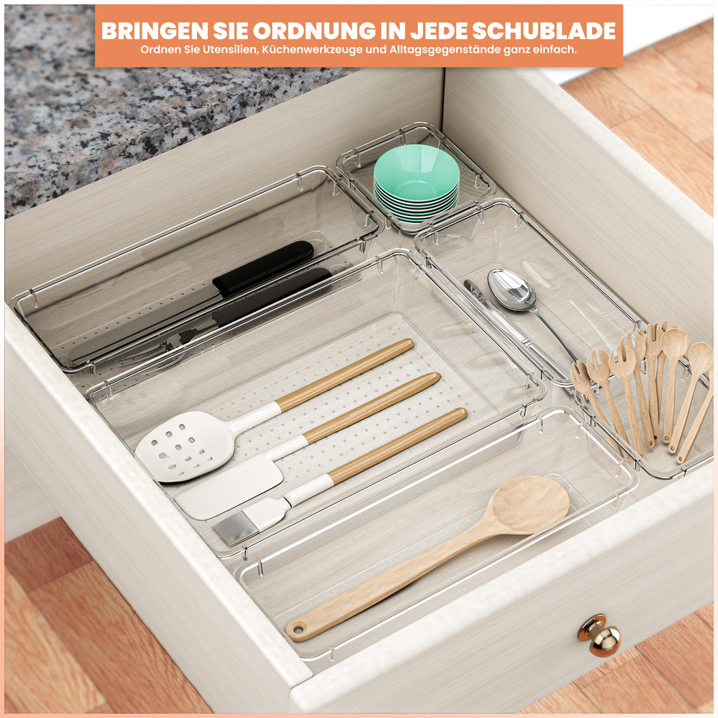 KICHLY Schubladen-Organizer 25-teilig, 4 Größen, Acryl Aufbewahrung