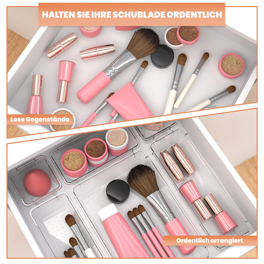 KICHLY Schubladen-Organizer 25-teilig, 4 Größen, Acryl Aufbewahrung