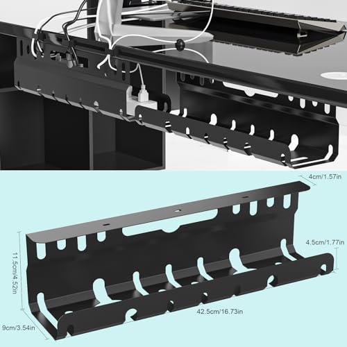 2TLG Kabelkanal Schreibtisch ohne Bohren Schwarz, Kabelmanagement Schreibtisch für Kabelversteck, Kabelwanne Ideal für Home Office und Arbeitsplätze, Kostenlos mit 22 Zubehörteilen Kabelorganisation