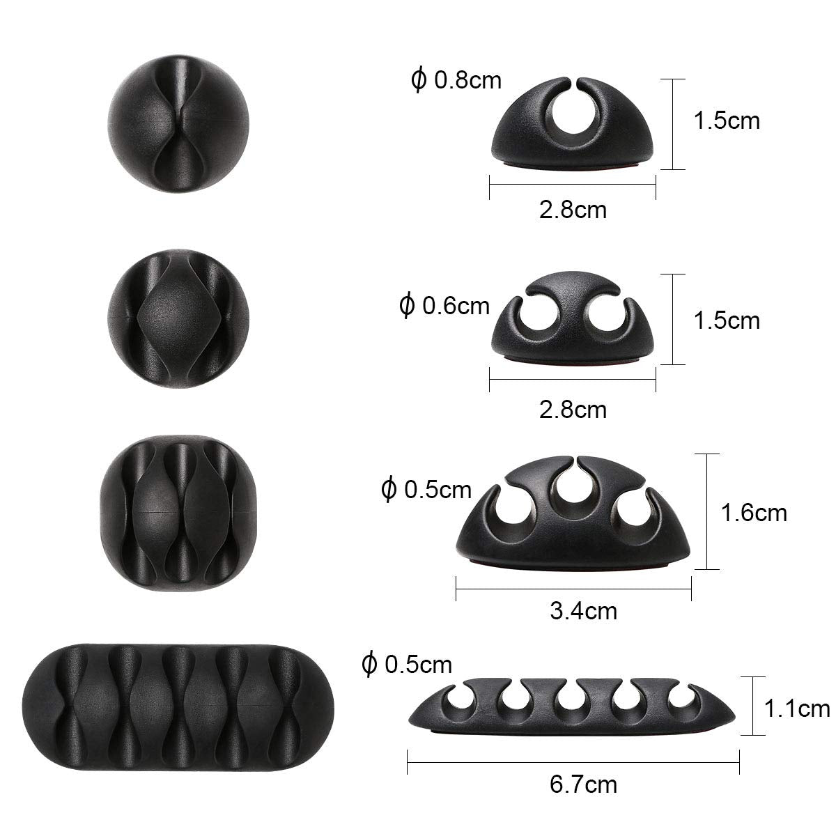 URAQT Kabelclips Kabelhalter, Vielzwecke Kabelführung Kabel Organizer Set für Schreibtisch, Netzkabel, USB Ladekabel, Ladegeräte, Audiokabel, 20 Stück, Schwarz