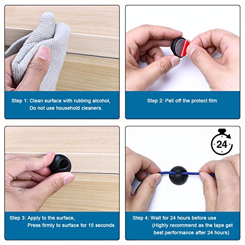 URAQT Kabelclips Kabelhalter, Vielzwecke Kabelführung Kabel Organizer Set für Schreibtisch, Netzkabel, USB Ladekabel, Ladegeräte, Audiokabel, 20 Stück, Schwarz