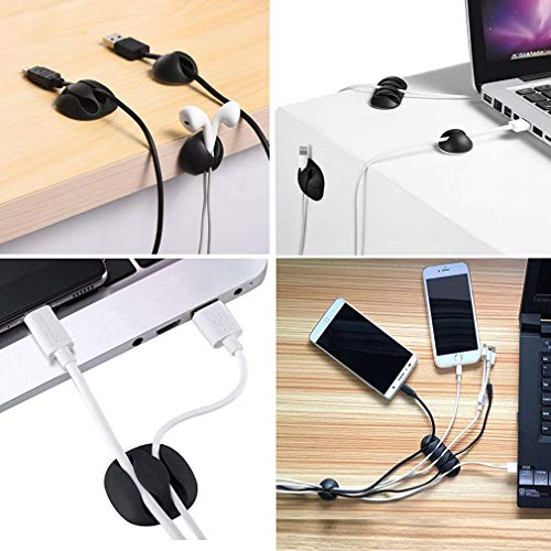 URAQT Kabelclips Kabelhalter, Vielzwecke Kabelführung Kabel Organizer Set für Schreibtisch, Netzkabel, USB Ladekabel, Ladegeräte, Audiokabel, 20 Stück, Schwarz