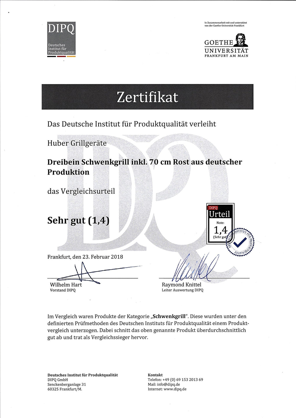 Dreibein Schwenkgrill inkl. 70 cm Grillrost aus deutscher Produktion