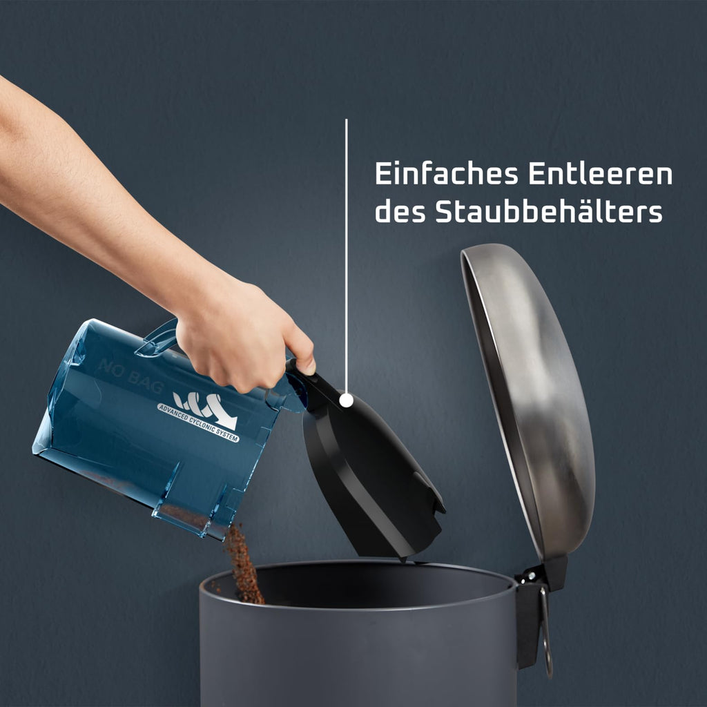Rowenta Compact Power Cyclonic, Bodenstaubsauger beutelloser, entfernt tiefsitzenden Schmutz, 750 Watt, 1,5 Liter Fassungsvermögen, leichte Entleerung, Staubsauger leise, schwarz/blau, RO3731
