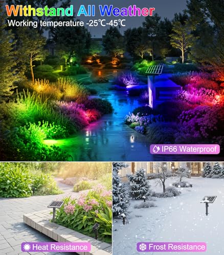 MEIKEE Solar Strahler RGB+Weiß Gartenbeleuchtung Solar Gartenleuchten Außen