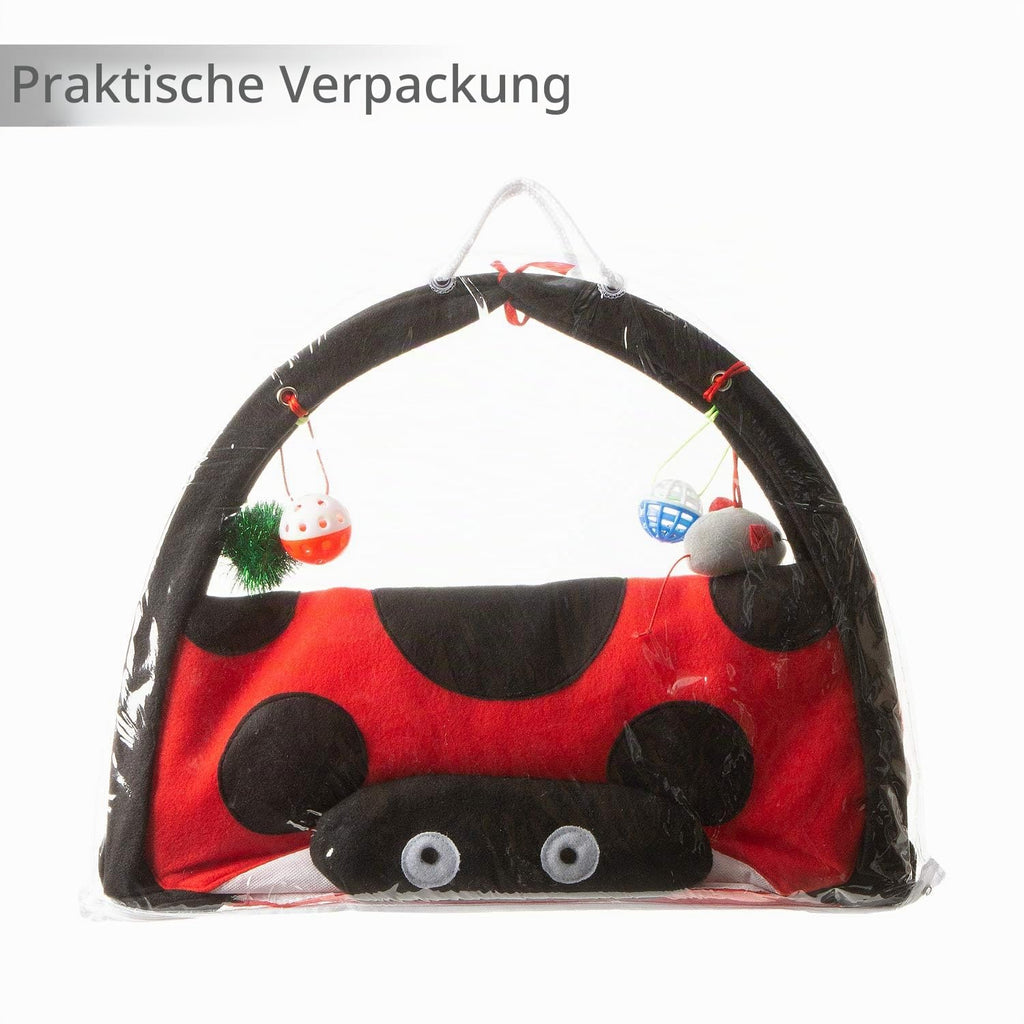 Tofern Katzenspielmatte Mit Spielzeug, Interaktives Spielzeug, Faltbare Hängematte, Katzenbett, Waschbar, Bett, Sofa Für Kleine Tiere, Rot (61 * 61 * 34cm)