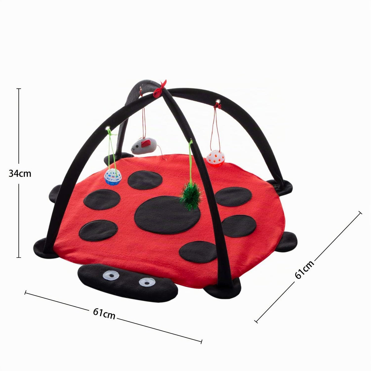 Tofern Katzenspielmatte Mit Spielzeug, Interaktives Spielzeug, Faltbare Hängematte, Katzenbett, Waschbar, Bett, Sofa Für Kleine Tiere, Rot (61 * 61 * 34cm)