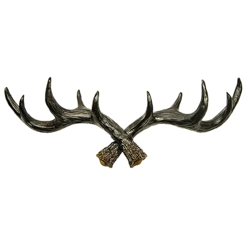 Geweih Kleiderhaken Garderobenhaken - Schwarz - Für Außen, Innen, Balkon & Garten - 49 cm - Hirschgeweih - Garderobe - Hohe Tragkraft