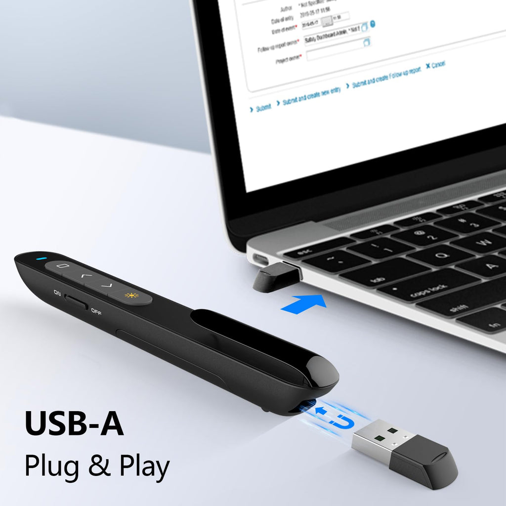 Norwii 2.4G Presenter Clicker, Präsentationsfernbedienung mit Laserpointer