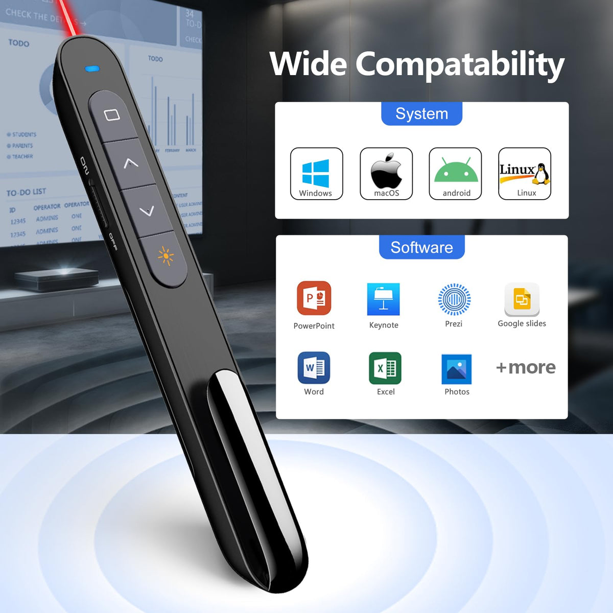 Norwii 2.4G Presenter Clicker, Präsentationsfernbedienung mit Laserpointer