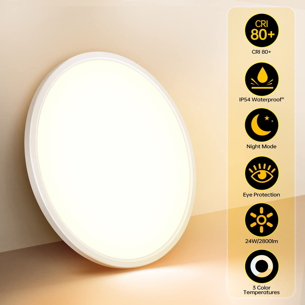 Aisutha LED Deckenleuchte, 24W 2800LM Deckenlampe mit Fernbedienung -Ø30cm