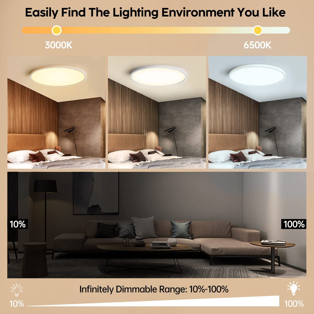 Aisutha LED Deckenleuchte, 24W 2800LM Deckenlampe mit Fernbedienung -Ø30cm
