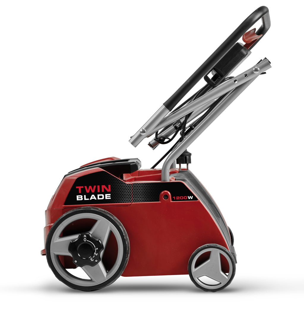 Einhell Elektro-Vertikutierer-Lüfter GC-SA 1231/1 (230 V, bis 300 m², 1.2 W, 28l Fangsack, kugelgelagerte Messerwalze + Lüfterwalze, 3 Stufen Arbeitstiefe, klappbarer Führungsholm)