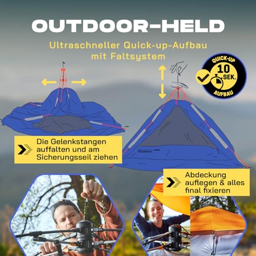 Lumaland Pop Up Zelt | 3-4 Personen Familienzelt | Wurfzelt 220x220x130 cm | Wasserdicht & Windfest | Ideal als Camping, Festival & Reise Zelt | Ultraleicht & Robust