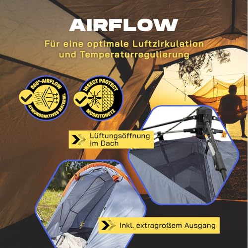 Lumaland Pop Up Zelt | 3-4 Personen Familienzelt | Wurfzelt 220x220x130 cm | Wasserdicht & Windfest | Ideal als Camping, Festival & Reise Zelt | Ultraleicht & Robust