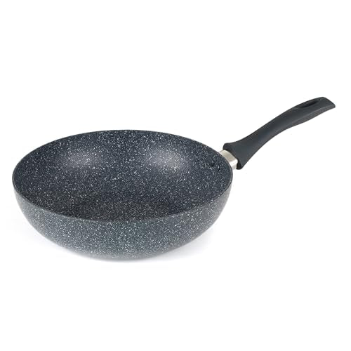 Russell Hobbs RH00851EU Frittierpfanne Mit Tiefem Rühren - 28cm antihaft Wok Pfanne, BPA/PFOA-frei, einfache Reinigung, Alle Kochfelder geeignet, Soft-Touch-Griffe Nightfall Stone, Blau Marmor