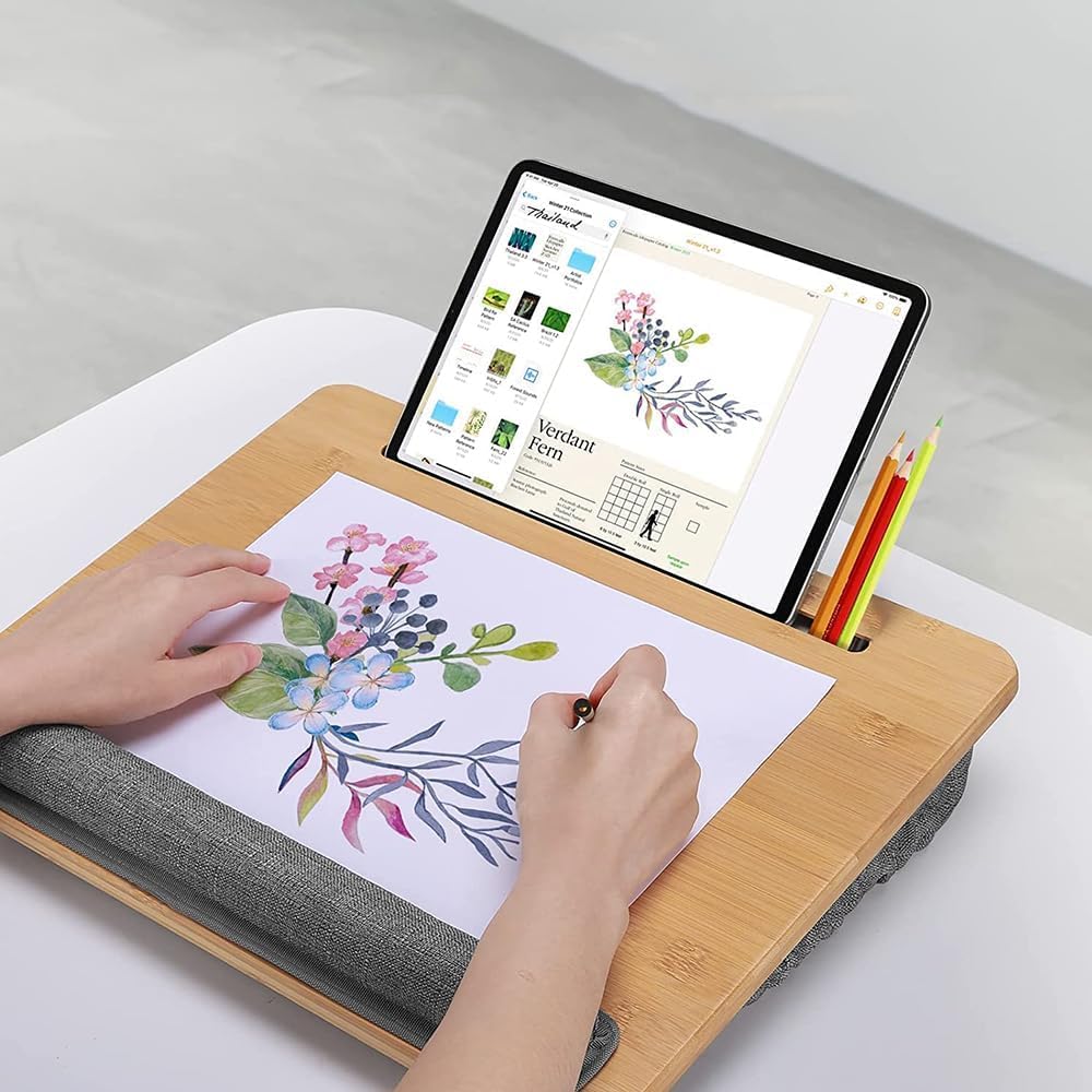 COIWAI Laptop-Schreibtisch, tragbarer Knietisch, mit Kissenkissen, passend für Laptops bis zu 15.6 Zoll, Studenten als Computer-Laptop-Ständer, Buch-Tablet