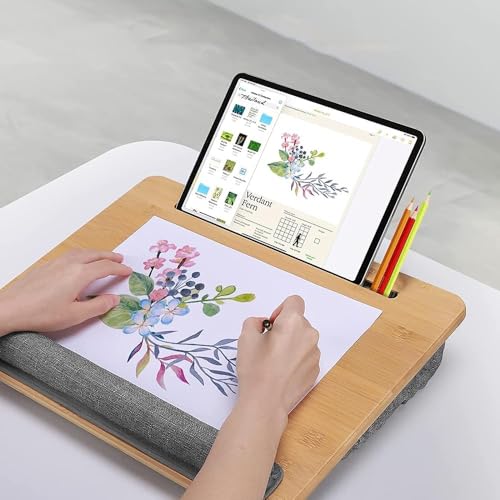 COIWAI Laptop-Schreibtisch, tragbarer Knietisch, mit Kissenkissen, passend für Laptops bis zu 15.6 Zoll, Studenten als Computer-Laptop-Ständer, Buch-Tablet