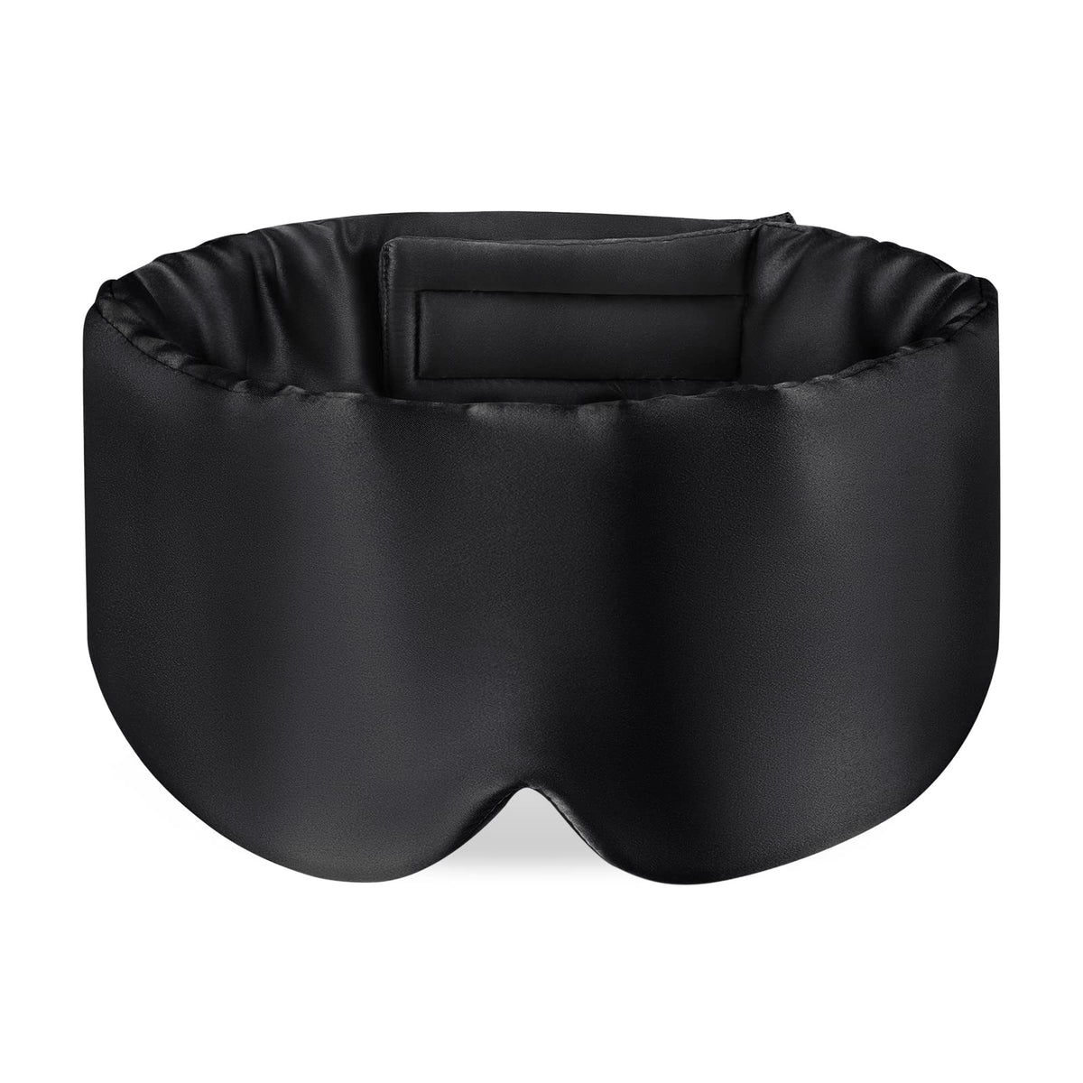 OLESILK 100% Maulbeerseide Schlafmaske groß mit Klettverschluss, Schwarz