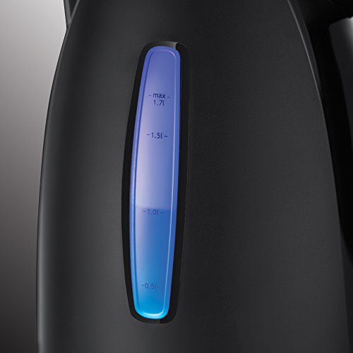 Russell Hobbs Wasserkocher Textures+, 1,7l, 2400W, LED Beleuchtung, Schnellkochfunktion, optimierte Ausgusstülle, herausnehmbarer Kalkfilter, Teekocher schwarz 22591-70 [Energieklasse A+++]