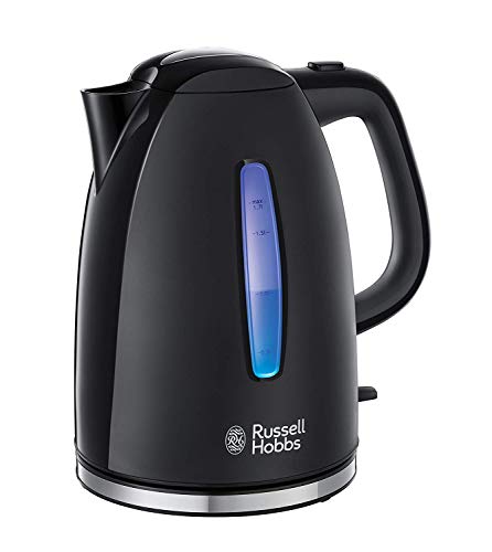 Russell Hobbs Wasserkocher Textures+, 1,7l, 2400W, LED Beleuchtung, Schnellkochfunktion, optimierte Ausgusstülle, herausnehmbarer Kalkfilter, Teekocher schwarz 22591-70 [Energieklasse A+++]