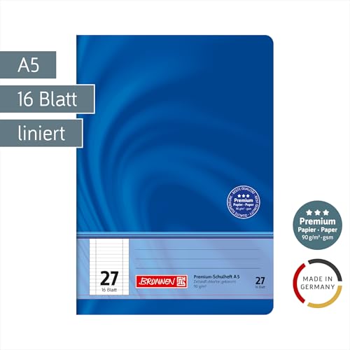 Brunnen 104572702 Premium-Schulheft DIN A5, 16 Blatt, einfaches Heft
