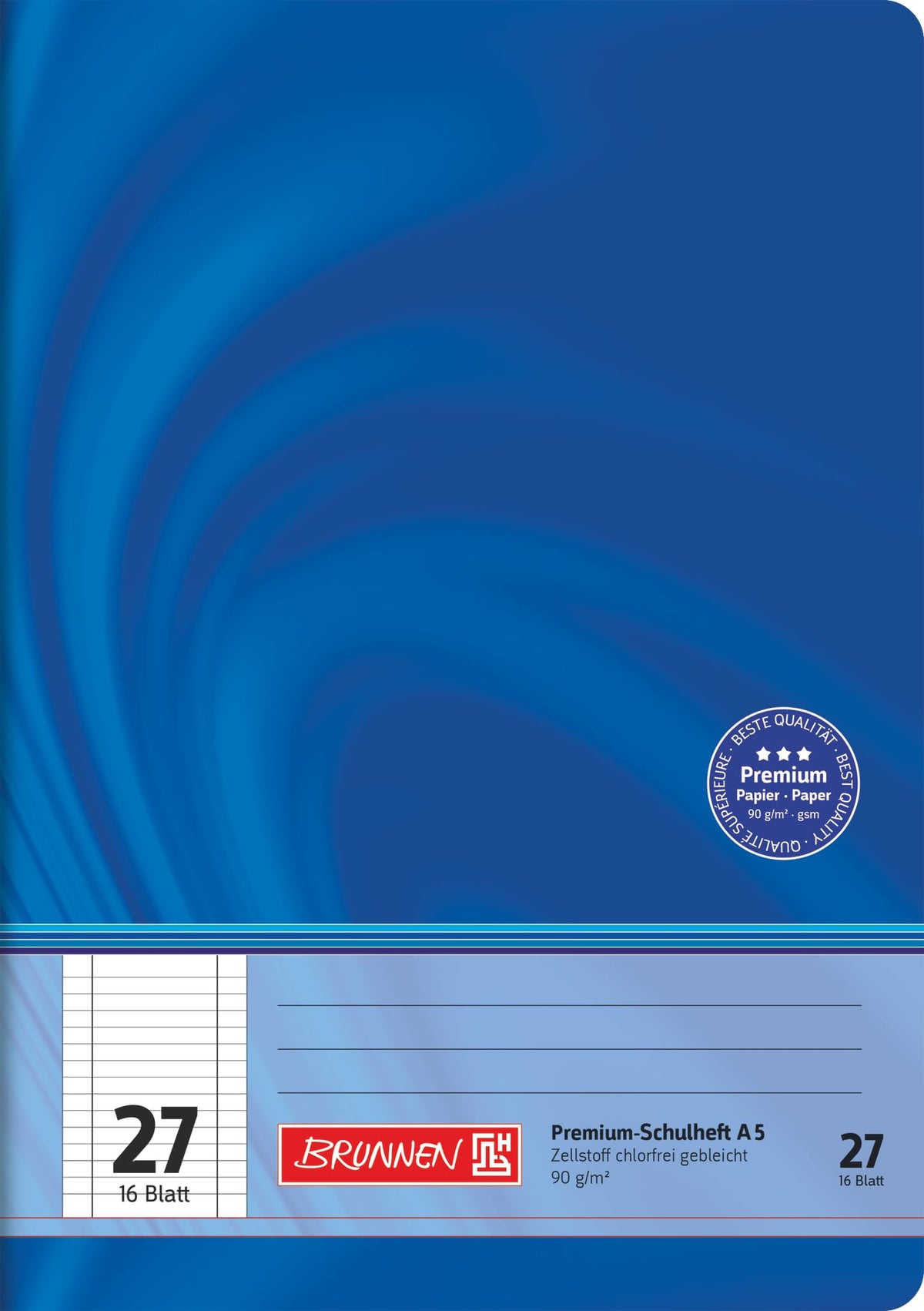 Brunnen 104572702 Premium-Schulheft DIN A5, 16 Blatt, einfaches Heft