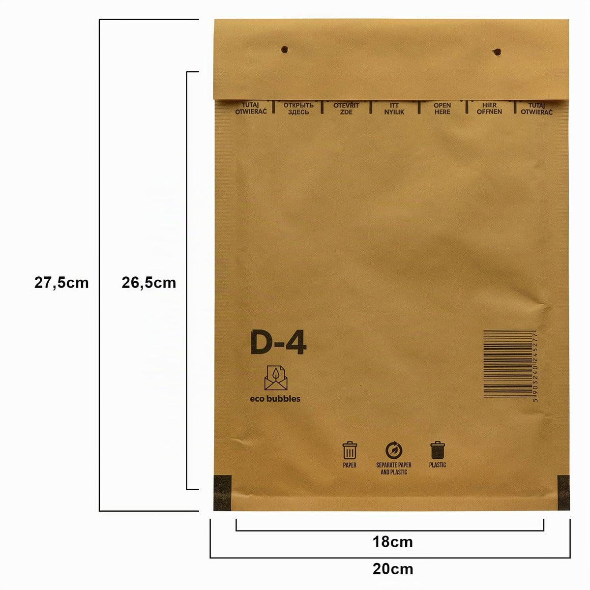 100 Luftpolsterumschläge Versandtasche Luftpolster D4 braun Polsterumschlag