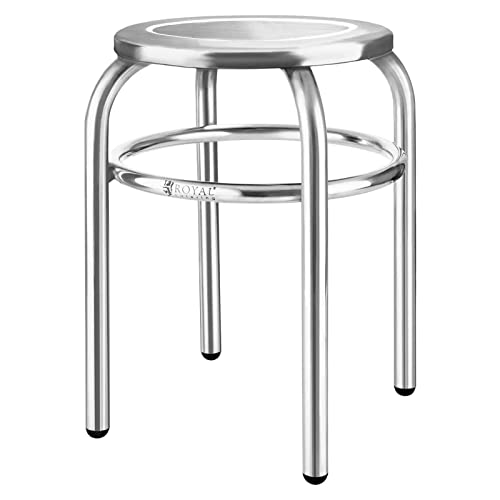 Royal Catering - Hocker Edelstahlhocker (29 cm Sitzfläche, 1,6 kg, 43 x 37 cm, hygienisch und modern) Silber