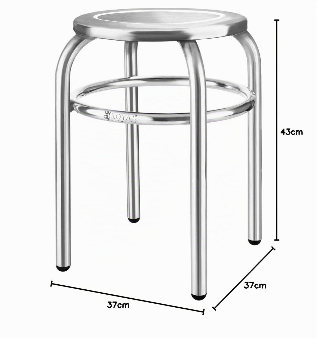 Royal Catering - Hocker Edelstahlhocker (29 cm Sitzfläche, 1,6 kg, 43 x 37 cm, hygienisch und modern) Silber
