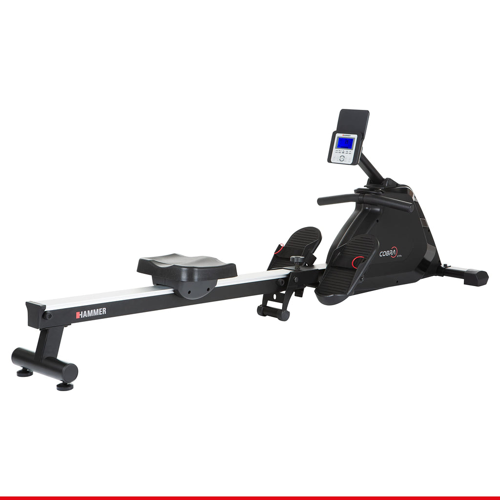 HAMMER Rudergerät Cobra XTR Plus II – Klappbare Rudermaschine mit innovativem Trainingscomputer, Rudergerät für zuhause bis 130kg, 20 Trainingsprogramme mit 4 Herzfrequenz-Programme