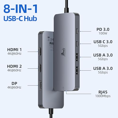 LIONWEI USB C Docking Station 2 Monitore 8 in 1 Laptop Dockingstation