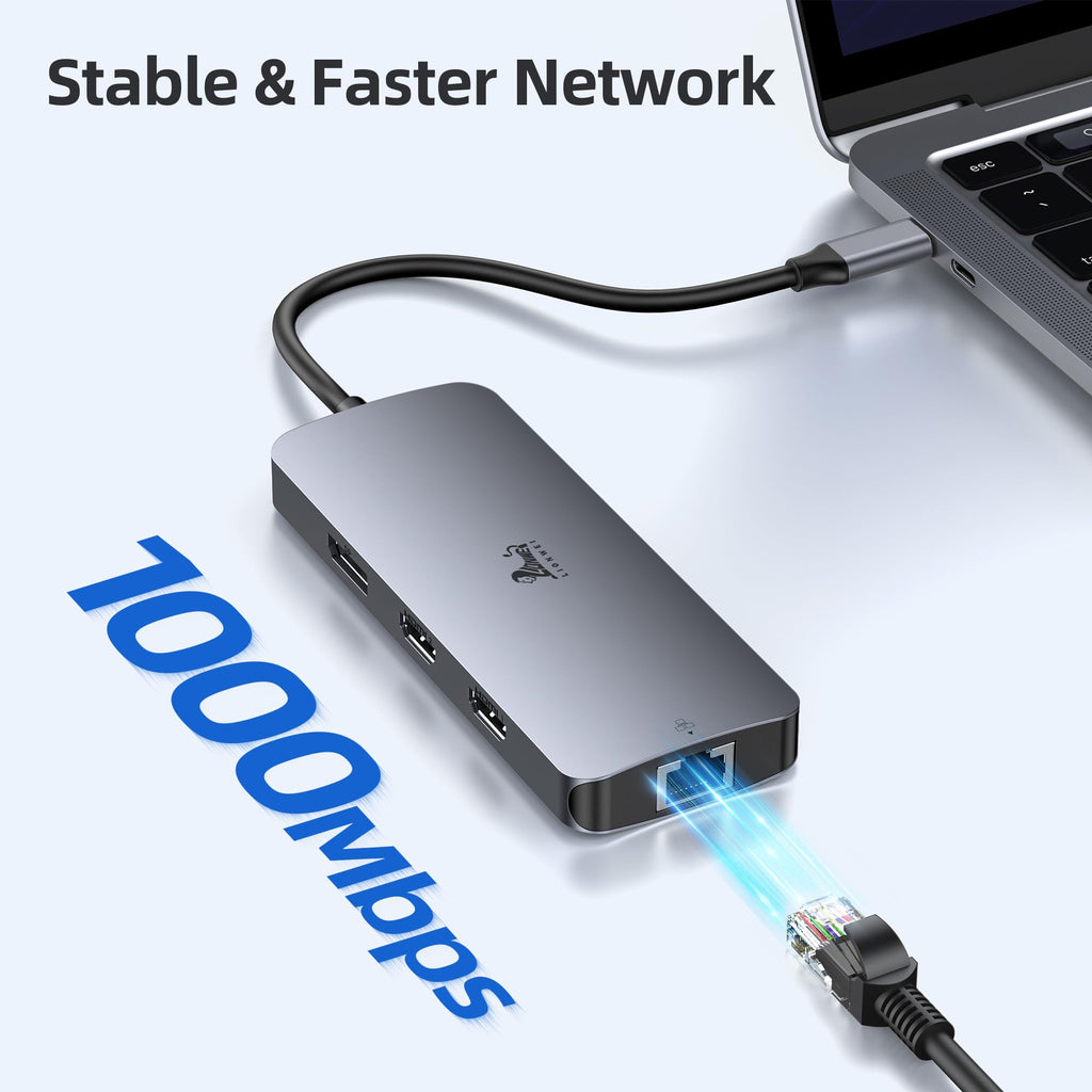 LIONWEI USB C Docking Station 2 Monitore 8 in 1 Laptop Dockingstation