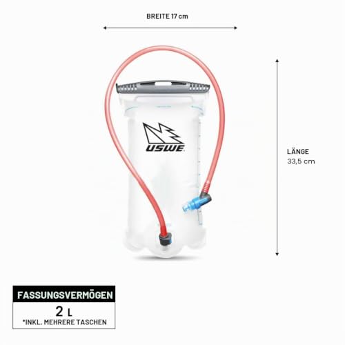 USWE Elite Hydration Bladder, Water Reservoir with Plug-n-Play Quick Disconnect and Wide Slide-Seal Open, Reversible Leak Proof BPA Free, for Backpack and Hydration Pack