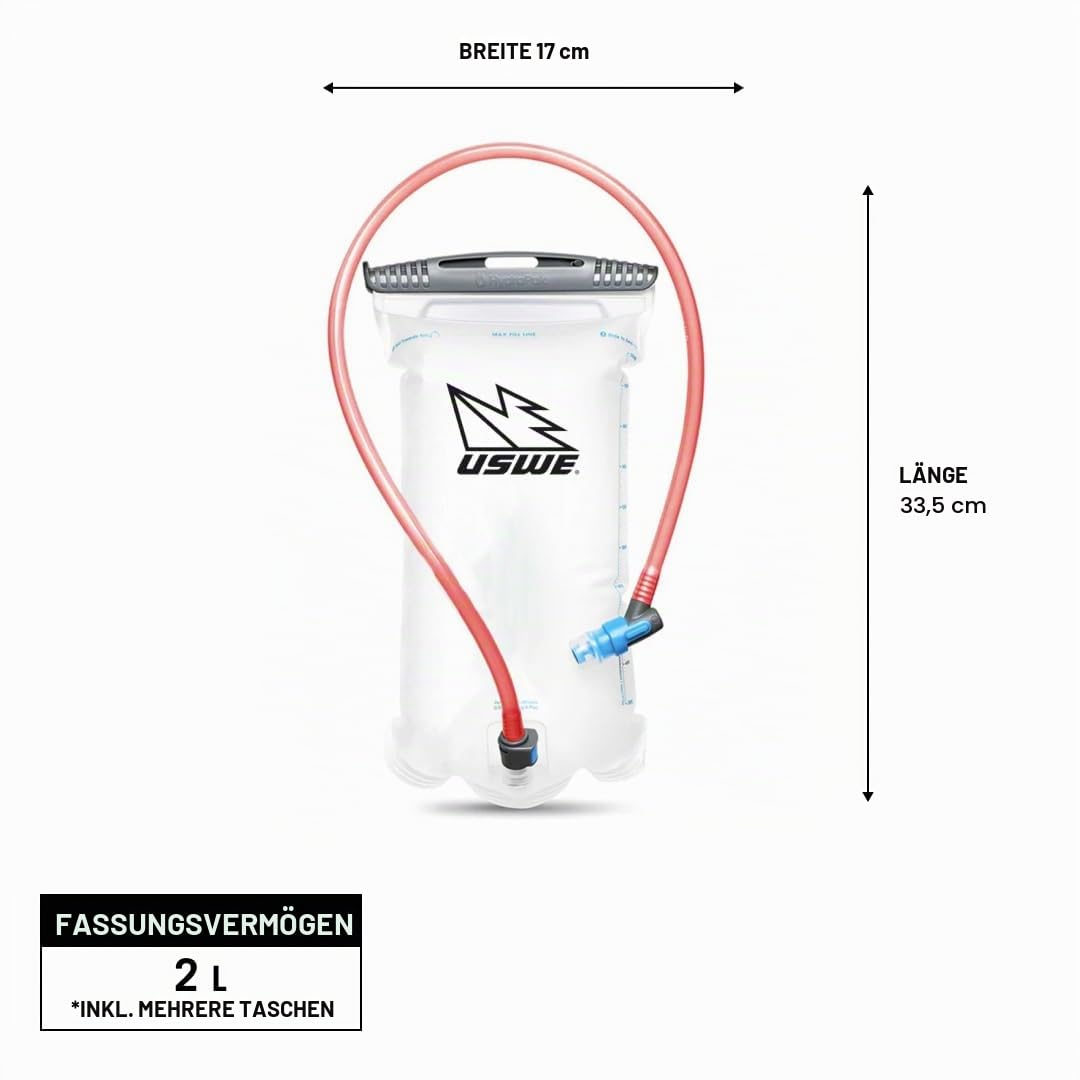 USWE Elite Hydration Bladder, Water Reservoir with Plug-n-Play Quick Disconnect and Wide Slide-Seal Open, Reversible Leak Proof BPA Free, for Backpack and Hydration Pack