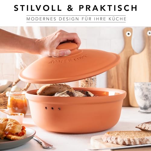 Römertopf Brottopf aus Keramik, ideal zu Brotaufbewahrung aus Ton Ø 30,0 cm