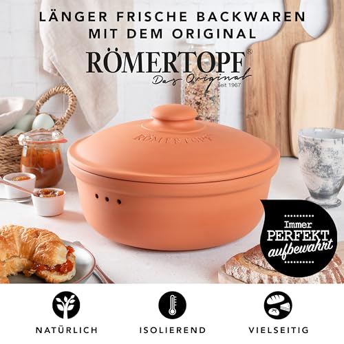 Römertopf Brottopf aus Keramik, ideal zu Brotaufbewahrung aus Ton Ø 30,0 cm