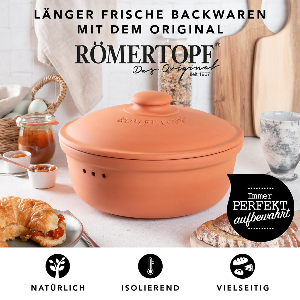 Römertopf Brottopf aus Keramik, ideal zu Brotaufbewahrung aus Ton Ø 30,0 cm