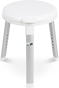 Weinberger 360° drehbarer Duschhocker höhenverstellbar 38-48 cm | Belastbar bis 150 kg | 2,8 kg leicht, rutschfest & modern | Runder Duschstuhl für Senioren für mehr Sicherheit im Bad in weiß
