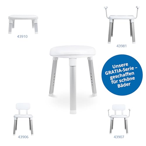 Weinberger 360° drehbarer Duschhocker höhenverstellbar 38-48 cm | Belastbar bis 150 kg | 2,8 kg leicht, rutschfest & modern | Runder Duschstuhl für Senioren für mehr Sicherheit im Bad in weiß