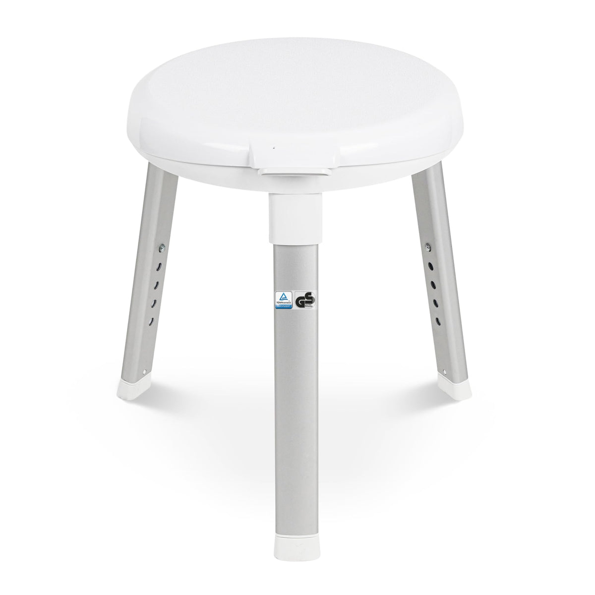 Weinberger 360° drehbarer Duschhocker höhenverstellbar 38-48 cm | Belastbar bis 150 kg | 2,8 kg leicht, rutschfest & modern | Runder Duschstuhl für Senioren für mehr Sicherheit im Bad in weiß