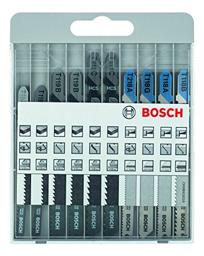 Bosch Professional 10tlg. Stichsägeblatt Set Basic for Wood and Metal (für Holz und Metal, Zubehör Stichsäge), 2607010630, Farbe, Size