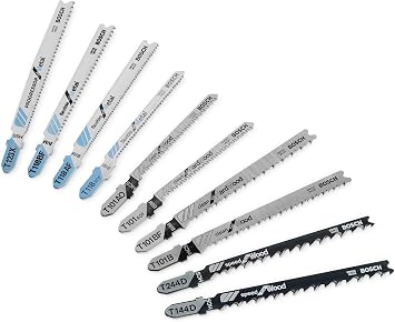 Bosch Professional 10tlg. Stichsägeblatt Set Basic for Wood and Metal (für Holz und Metal, Zubehör Stichsäge), 2607010630, Farbe, Size